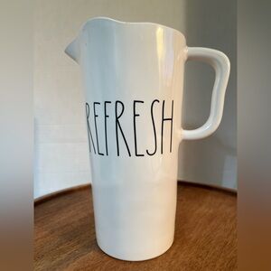 Rae Dunn White 100% Melamine Pitcher with 'REFRESH' Text